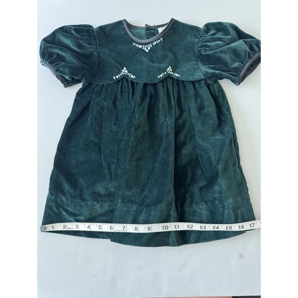 Carter’s Dark Green Velvet Dress 18 Months Girls Excellent Condition - Picture 6 of 10